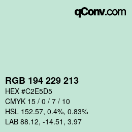 Color code: RGB 194 229 213 | qconv.com