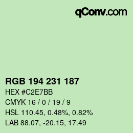 Color code: RGB 194 231 187 | qconv.com