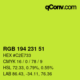 カラーコード: RGB 194 231 51 | qconv.com