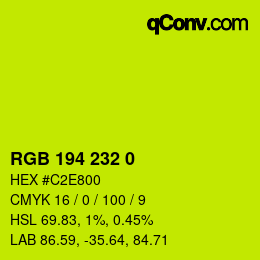 Color code: RGB 194 232 0 | qconv.com