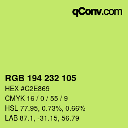 颜色代码: RGB 194 232 105 | qconv.com