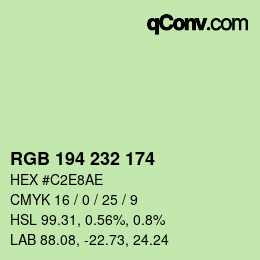 カラーコード: RGB 194 232 174 | qconv.com