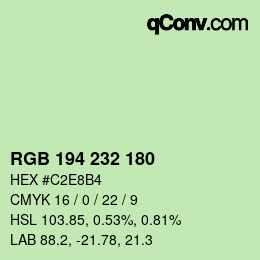 カラーコード: RGB 194 232 180 | qconv.com