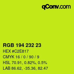 颜色代码: RGB 194 232 23 | qconv.com