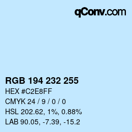 Color code: RGB 194 232 255 | qconv.com