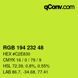 Color code: RGB 194 232 48 | qconv.com