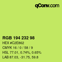 Color code: RGB 194 232 98 | qconv.com