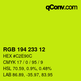 カラーコード: RGB 194 233 12 | qconv.com