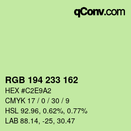 カラーコード: RGB 194 233 162 | qconv.com