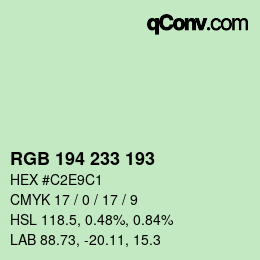 Color code: RGB 194 233 193 | qconv.com