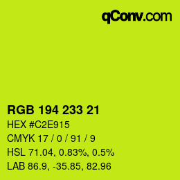 Color code: RGB 194 233 21 | qconv.com