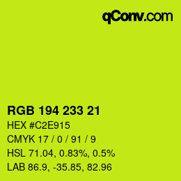 カラーコード: RGB 194 233 21 | qconv.com