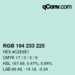 Color code: RGB 194 233 225 | qconv.com