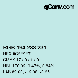 カラーコード: RGB 194 233 231 | qconv.com
