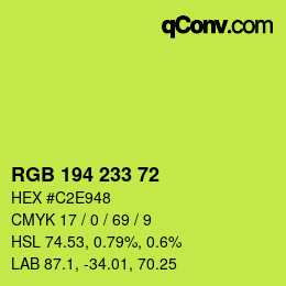 Color code: RGB 194 233 72 | qconv.com