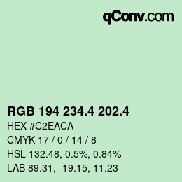カラーコード: RGB 194 234.4 202.4 | qconv.com