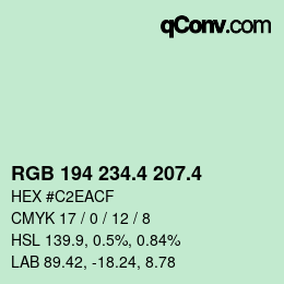 カラーコード: RGB 194 234.4 207.4 | qconv.com