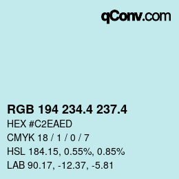 カラーコード: RGB 194 234.4 237.4 | qconv.com
