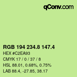 カラーコード: RGB 194 234.8 147.4 | qconv.com