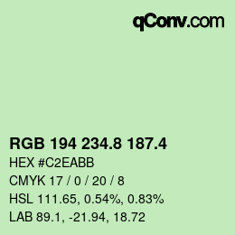 カラーコード: RGB 194 234.8 187.4 | qconv.com