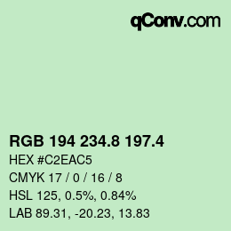 カラーコード: RGB 194 234.8 197.4 | qconv.com