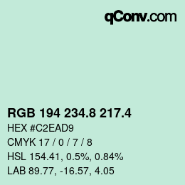 カラーコード: RGB 194 234.8 217.4 | qconv.com