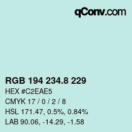 カラーコード: RGB 194 234.8 229 | qconv.com