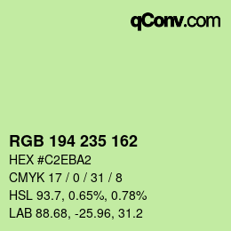 Color code: RGB 194 235 162 | qconv.com