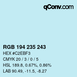 Color code: RGB 194 235 243 | qconv.com
