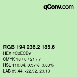 カラーコード: RGB 194 236.2 185.6 | qconv.com