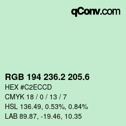 カラーコード: RGB 194 236.2 205.6 | qconv.com