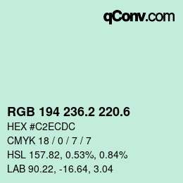 カラーコード: RGB 194 236.2 220.6 | qconv.com