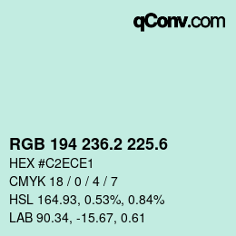 カラーコード: RGB 194 236.2 225.6 | qconv.com