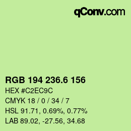 カラーコード: RGB 194 236.6 156 | qconv.com