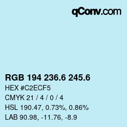 カラーコード: RGB 194 236.6 245.6 | qconv.com