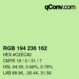 Color code: RGB 194 236 162 | qconv.com