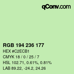 カラーコード: RGB 194 236 177 | qconv.com