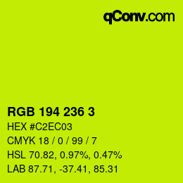Color code: RGB 194 236 3 | qconv.com