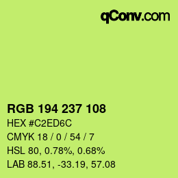 カラーコード: RGB 194 237 108 | qconv.com