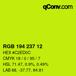 Color code: RGB 194 237 12 | qconv.com