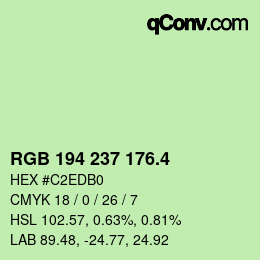 カラーコード: RGB 194 237 176.4 | qconv.com