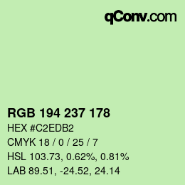 Color code: RGB 194 237 178 | qconv.com