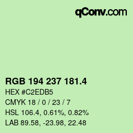 カラーコード: RGB 194 237 181.4 | qconv.com