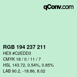 カラーコード: RGB 194 237 211 | qconv.com