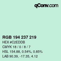 Color code: RGB 194 237 219 | qconv.com