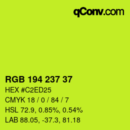 Color code: RGB 194 237 37 | qconv.com