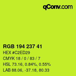 Color code: RGB 194 237 41 | qconv.com