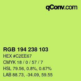 Color code: RGB 194 238 103 | qconv.com