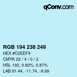 Color code: RGB 194 238 249 | qconv.com