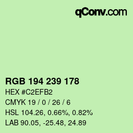 カラーコード: RGB 194 239 178 | qconv.com